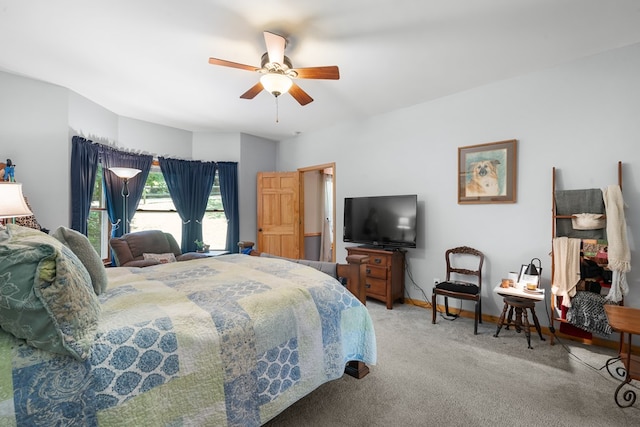 904 Villa Dr, Ellijay, GA 30540 - carpeted bedroom with baseboards and a ceiling fan