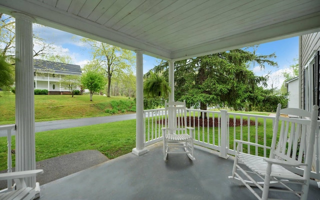 view of patio featuring covered porch