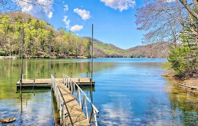 177 Lake Dr, Topton, NC 28781 - dock area featuring a water and mountain view and a wooded view