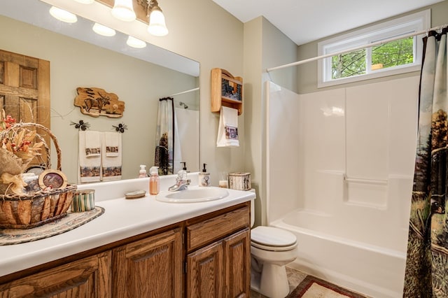 177 Lake Dr, Topton, NC 28781 - bathroom with vanity, toilet, and shower / bath combination with curtain