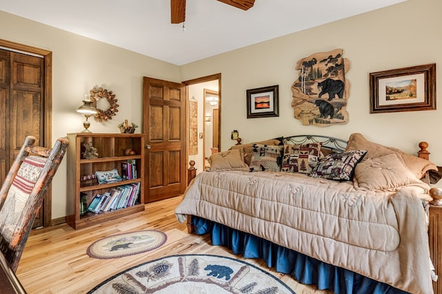 177 Lake Dr, Topton, NC 28781 - bedroom featuring wood finished floors and ceiling fan