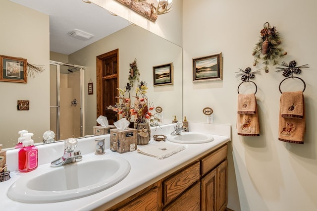 177 Lake Dr, Topton, NC 28781 - bathroom featuring double vanity and a shower stall