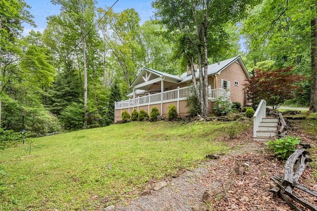 177 Lake Dr, Topton, NC 28781 - view of front of home with stairs and a front lawn