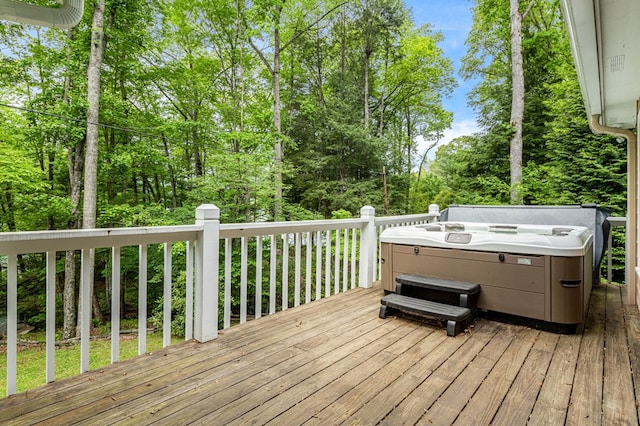 177 Lake Dr, Topton, NC 28781 - deck with a hot tub and view of scattered trees