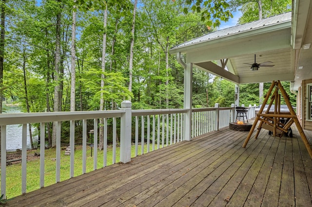 177 Lake Dr, Topton, NC 28781 - wooden deck with a ceiling fan and a yard