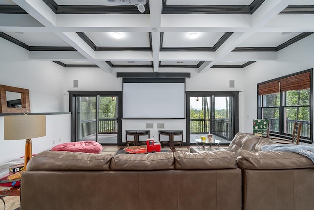 1363 NE Foxhound Trl, Ranger, GA 30734 - living room with coffered ceiling and beam ceiling