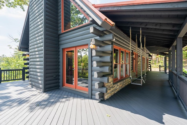 1363 NE Foxhound Trl, Ranger, GA 30734 - wooden deck with french doors