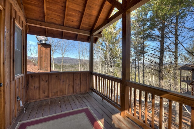 deck featuring a mountain view