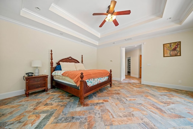 705 Brown Deer Dr, Talking Rock, GA 30175 - bedroom featuring a raised ceiling, crown molding, and a ceiling fan