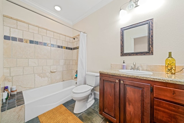 705 Brown Deer Dr, Talking Rock, GA 30175 - bathroom featuring crown molding, vanity, and shower / tub combo