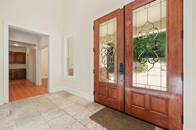705 Brown Deer Dr, Talking Rock, GA 30175 - foyer with ornamental molding and french doors