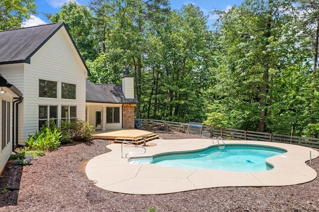705 Brown Deer Dr, Talking Rock, GA 30175 - view of pool with a fenced backyard, a wooden deck, and a patio