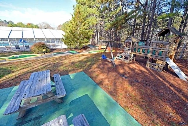 exterior space featuring a playground