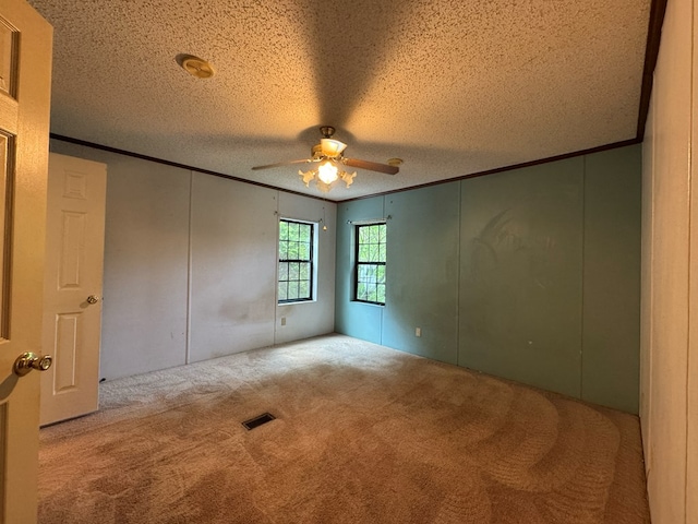 1146 Marrestop Rd, Murphy, NC 28906 - spare room featuring crown molding, carpet flooring, a ceiling fan, a textured ceiling, and a decorative wall