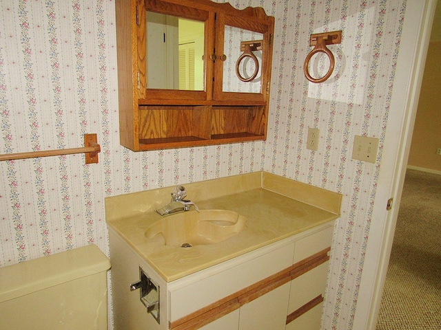 138 Brittain Trce, Andrews, NC 28901 - bathroom featuring wallpapered walls, vanity, and toilet