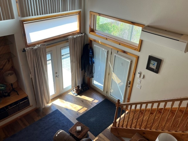 entrance foyer featuring french doors and wood finished floors