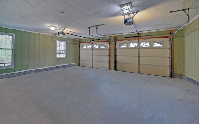 garage with a garage door opener