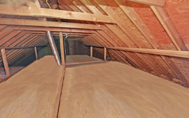 view of unfinished attic