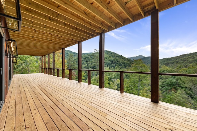 deck featuring a mountain view