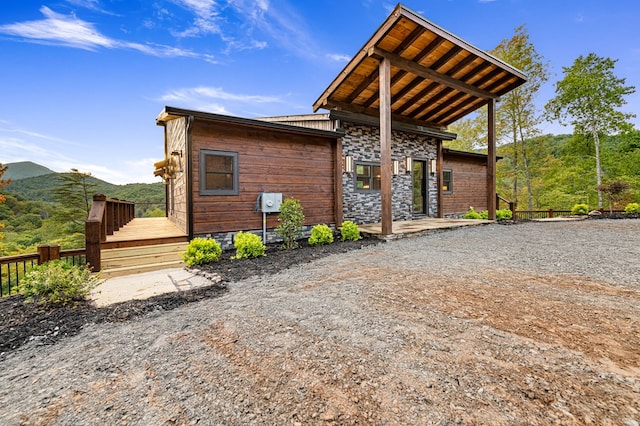 exterior space with a mountain view