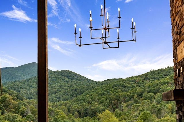 view of basketball court with a mountain view