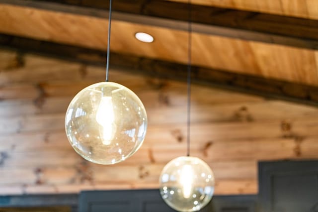 interior details featuring wood walls