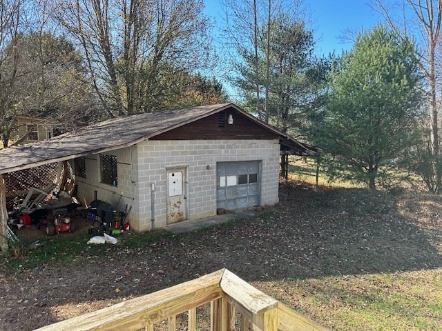 view of garage