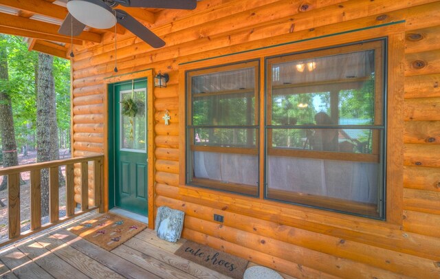 15 June Marie Ln, Murphy, NC 28906 - wooden deck with a ceiling fan