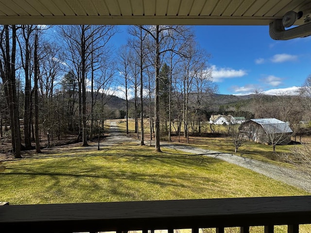 view of yard featuring a mountain view