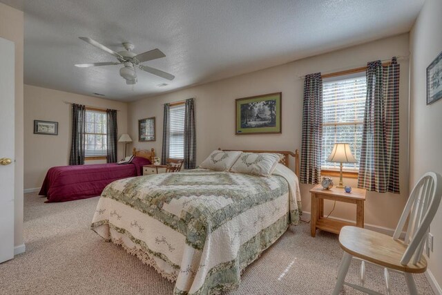 2478 Hi River Rd, Hiawassee, GA 30546 - bedroom featuring baseboards, a textured ceiling, a ceiling fan, and carpet