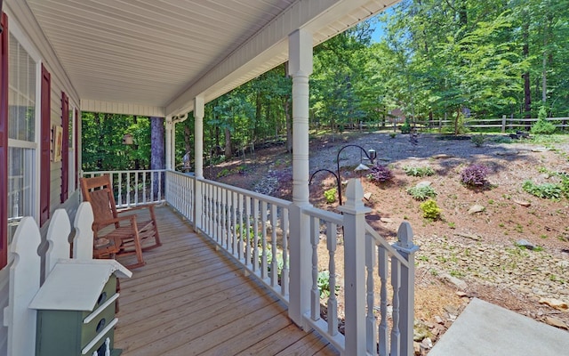 deck featuring a porch