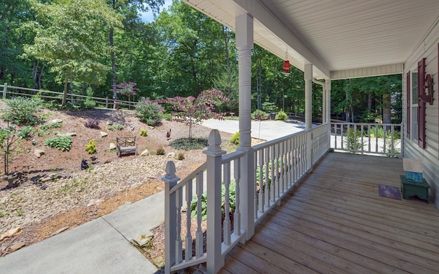 wooden deck with covered porch