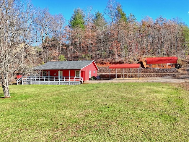 539 Nicholson Trl, Hiawassee, GA 30546 - view of grassy yard featuring a wooden deck