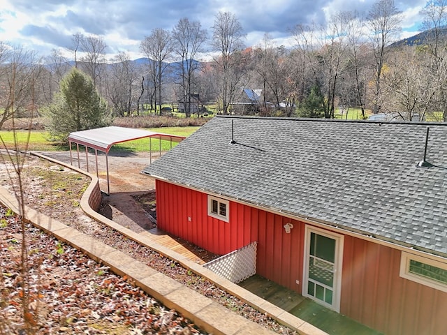 exterior details featuring a mountain view