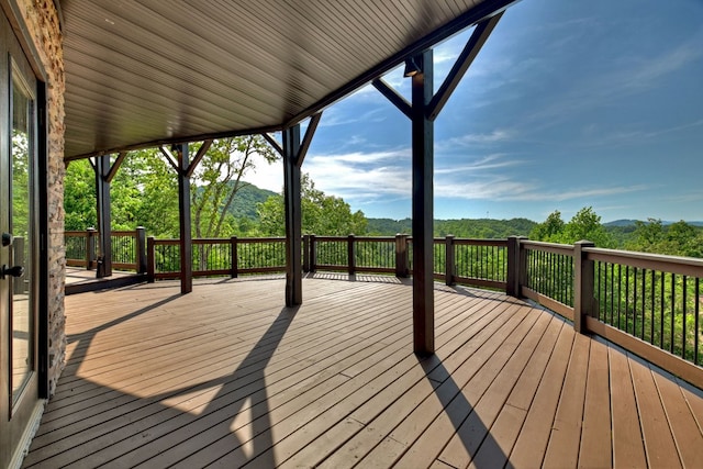 deck featuring a mountain view