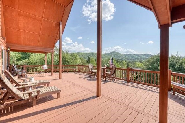 246 Serenity Pointe Dr, Murphy, NC 28906 - wooden terrace with a mountain view