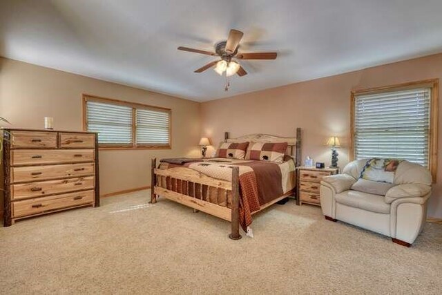 246 Serenity Pointe Dr, Murphy, NC 28906 - bedroom featuring baseboards, ceiling fan, and light carpet