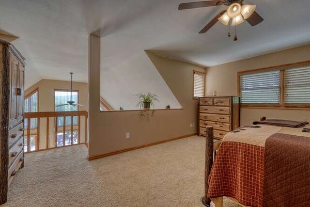 246 Serenity Pointe Dr, Murphy, NC 28906 - bedroom featuring baseboards, lofted ceiling, and light colored carpet