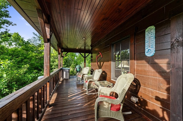 deck featuring covered porch