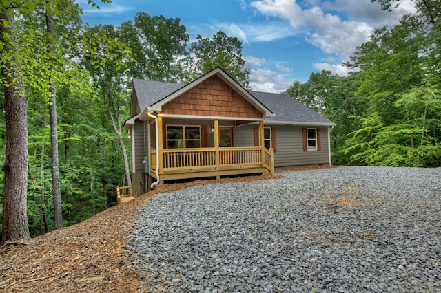 89 Pamela Ct, Ellijay, GA 30540 - chalet / cabin featuring roof with shingles, a porch, and gravel driveway