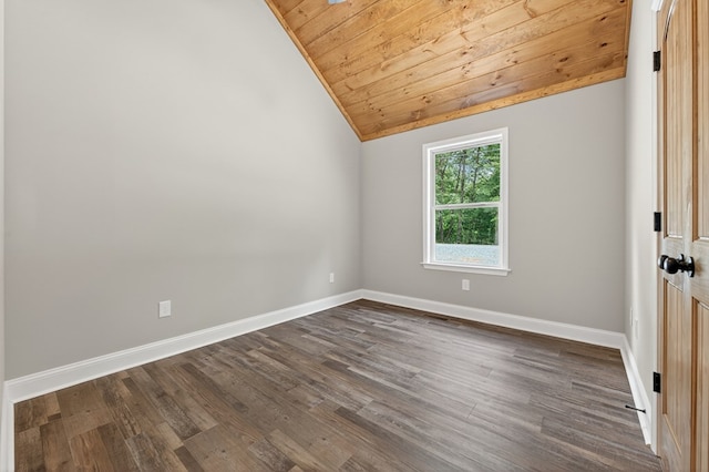 89 Pamela Ct, Ellijay, GA 30540 - empty room with vaulted ceiling, wood ceiling, and dark wood-type flooring