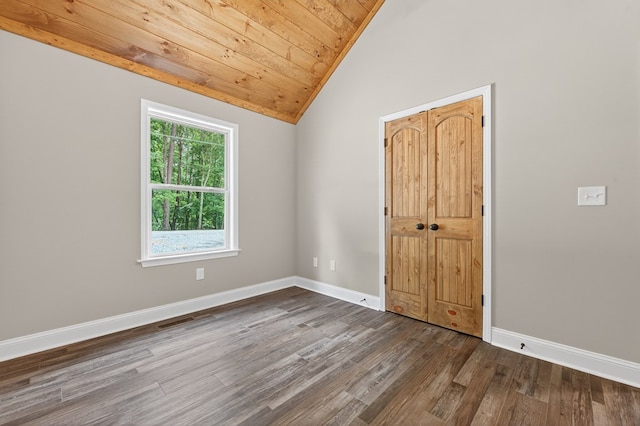 89 Pamela Ct, Ellijay, GA 30540 - empty room with vaulted ceiling, dark wood-style floors, and wood ceiling