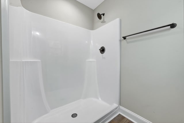 89 Pamela Ct, Ellijay, GA 30540 - bathroom featuring a shower and wood finished floors