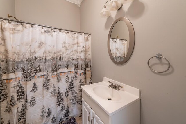 33 Tj Mote Rd, Dahlonega, GA 30533 - full bath with vanity, a shower with curtain, and crown molding