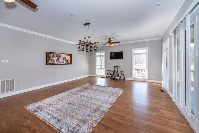 33 Tj Mote Rd, Dahlonega, GA 30533 - spare room with ceiling fan, crown molding, baseboards, and wood finished floors