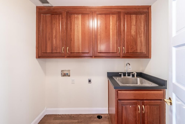33 Tj Mote Rd, Dahlonega, GA 30533 - laundry area featuring hookup for a washing machine, cabinet space, hookup for an electric dryer, baseboards, and wood finished floors