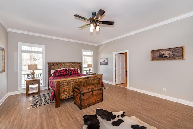 33 Tj Mote Rd, Dahlonega, GA 30533 - bedroom with crown molding, wood finished floors, baseboards, and a ceiling fan