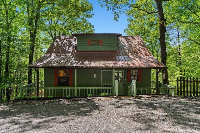 127 Berry Reister Dr, Blairsville, GA 30512 - view of front of home with a porch, fence, and metal roof