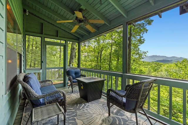 127 Berry Reister Dr, Blairsville, GA 30512 - sunroom with ceiling fan and a mountain view