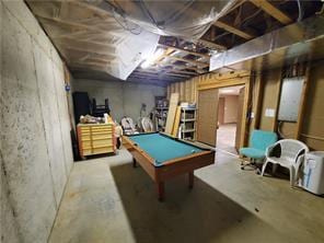 game room with concrete floors and billiards